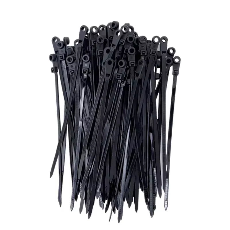 100PCS Screw Hole Cable Ties Reusable Fixed Nylon Cable Ties Self-locking Cord Ties