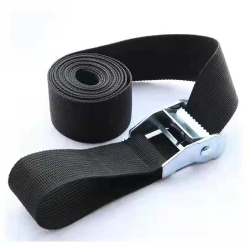 Black Tie Down Strap Strong Ratchet Belt Luggage Bag Cargo Lashing With Metal Buckle