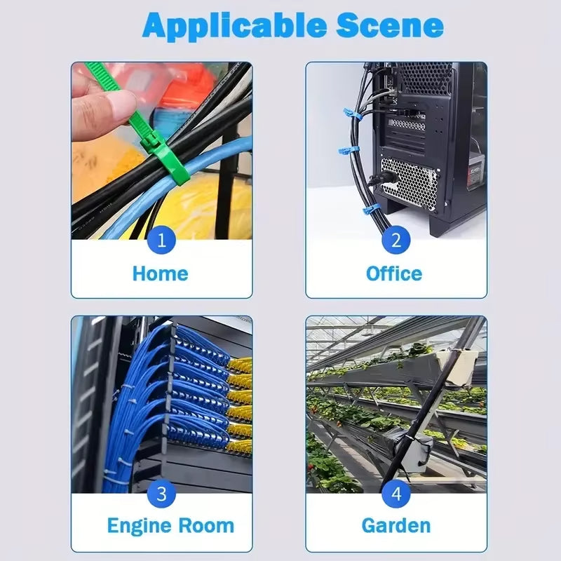 100Pcs Reusable Nylon Cable Ties 3.6x150mm, Lock Loop, Removable for Home Office Organization