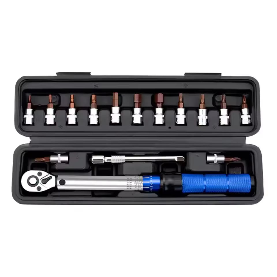 High-Precision Torque Wrench Set 2-24N·m 1/4inch Dual-Direction Ratchet With 13Pcs Sockets For Vehicles/Bike/Machine Maintenance
