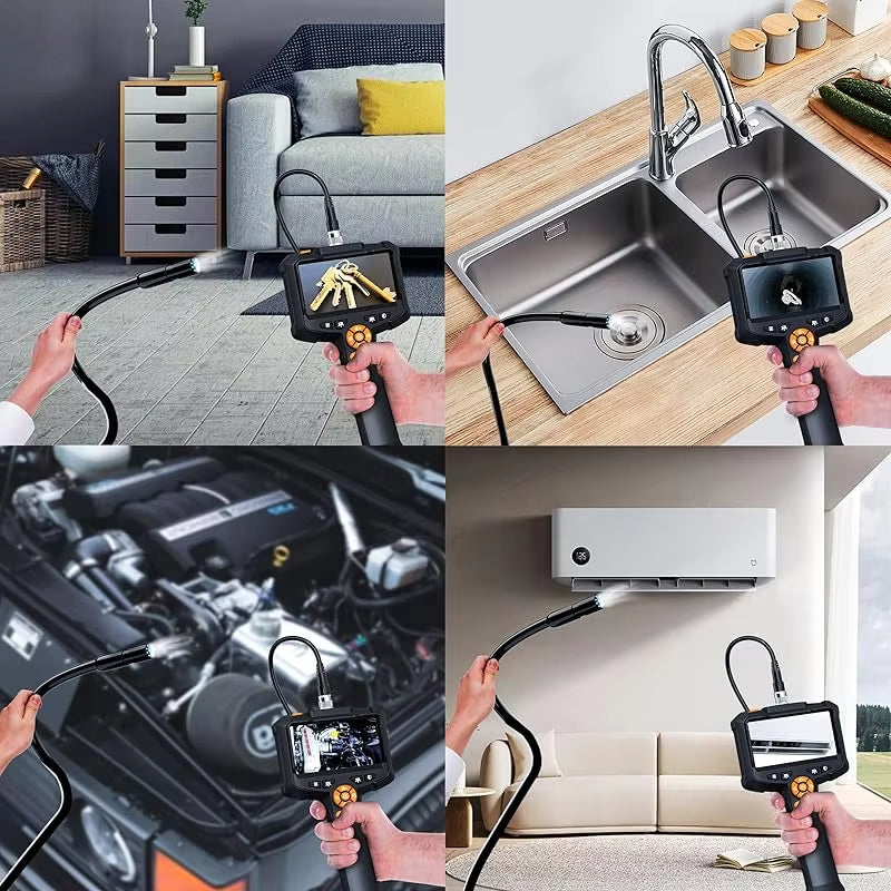 Endoscope Camera with 4.3 Inch IPS HD Screen Borescope Camera HD1080P with 8LED Lights IP67 Waterproof Inspection Camera for Car
