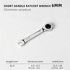 6-19mm Short Handle Quick Ratchet Wrench 72 Teeth Multi Functional Portable Short Dual-use Plum Blossom Small Wrench Hand Tools