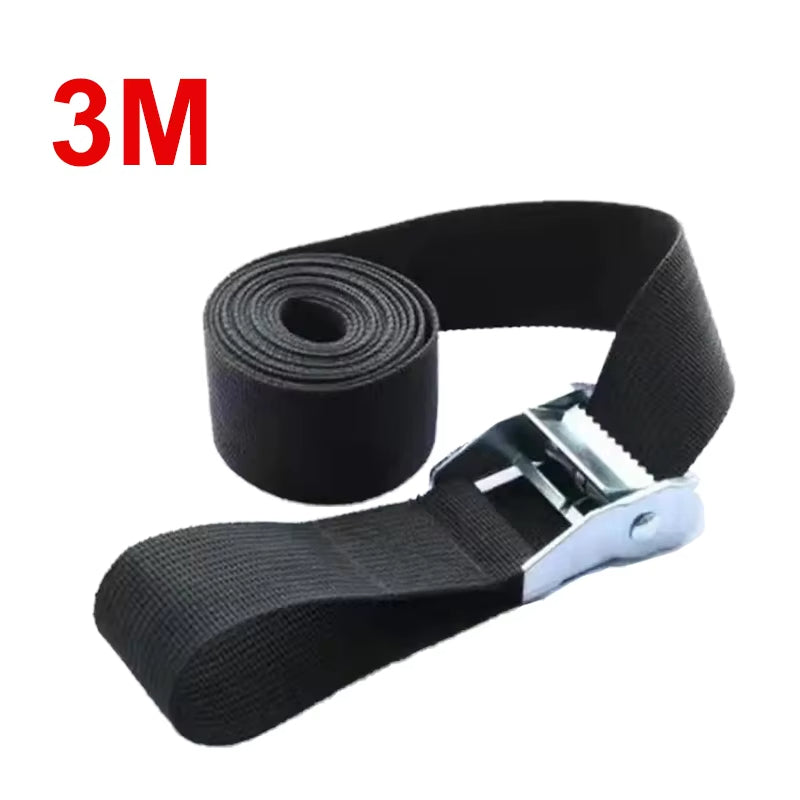 Black Tie Down Strap Strong Ratchet Belt Luggage Bag Cargo Lashing With Metal Buckle