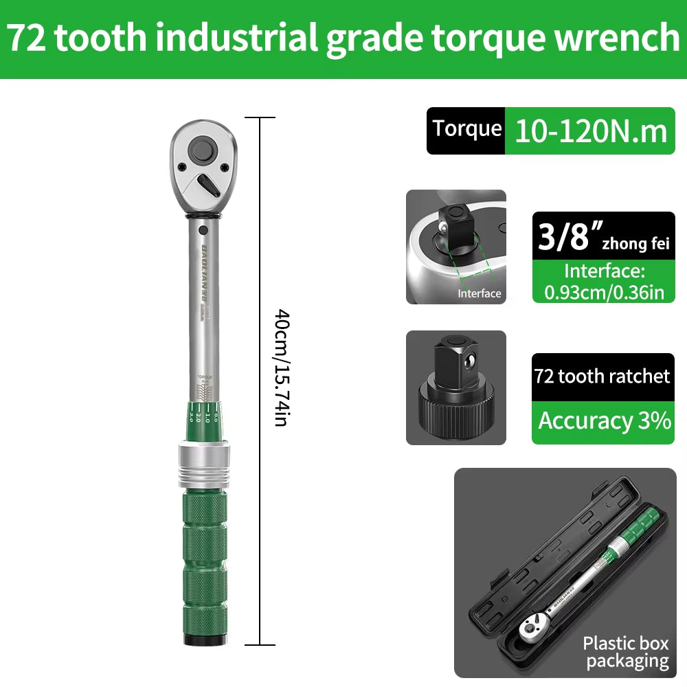 2.5-30N.m 10-120N.m 50-350N.m Torque Wrench 1/4 3/8 1/2 inch square head torque key ±3% High Accuracy Torque Wrench Professional