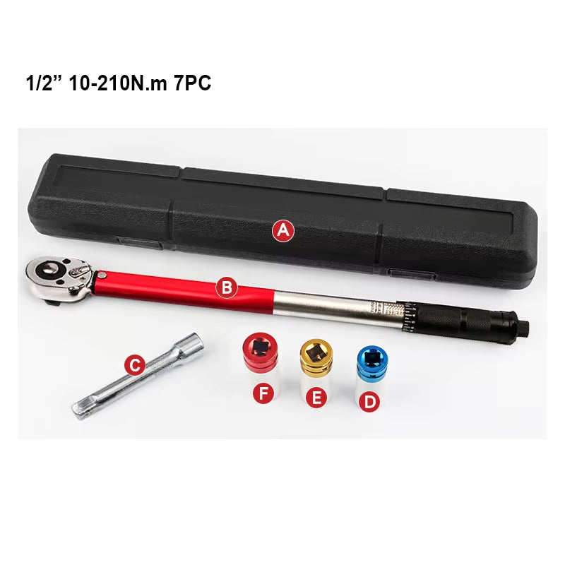 10-210N.m Torque Wrench 1/2" Precise Reversible Ratchet Torques Key Professional Bicycle Motorcycle Car Automotive Tool