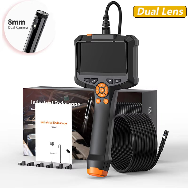 Endoscope Camera with 4.3 Inch IPS HD Screen Borescope Camera HD1080P with 8LED Lights IP67 Waterproof Inspection Camera for Car