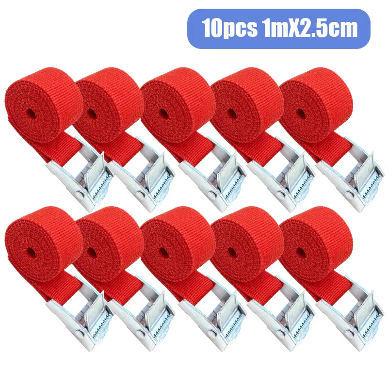5/10 pcs 1M Buckle Tie-Down Belt Cargo Straps For Car Motorcycle Bike With Metal Buckle Tow Rope Strong Ratchet Belt for Luggage