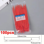 100Pcs Reusable Nylon Cable Ties 3.6x150mm, Lock Loop, Removable for Home Office Organization