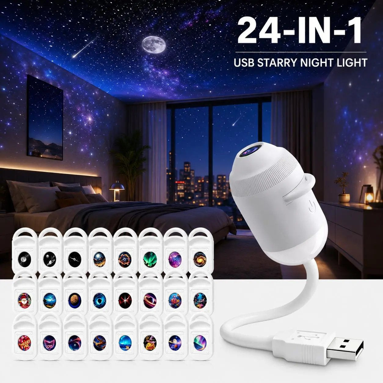 🌌🌠 Plug-and-Play HD Smart Dynamic 5D Holographic Night Light Projector