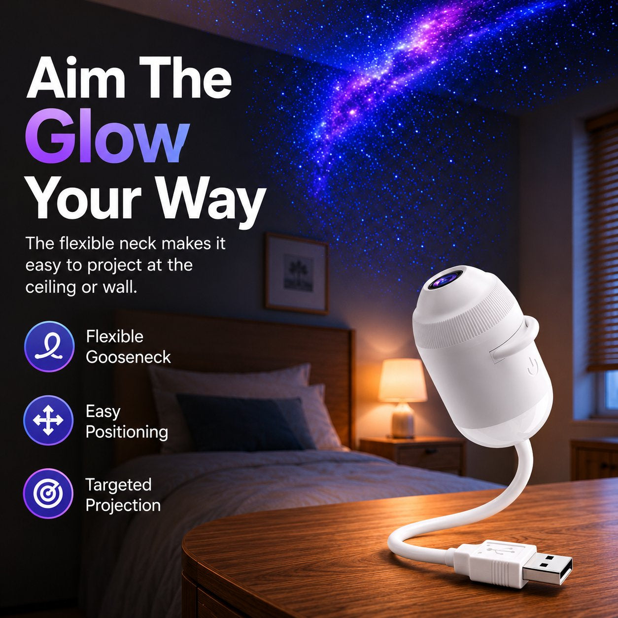 🌌🌠 Plug-and-Play HD Smart Dynamic 5D Holographic Night Light Projector