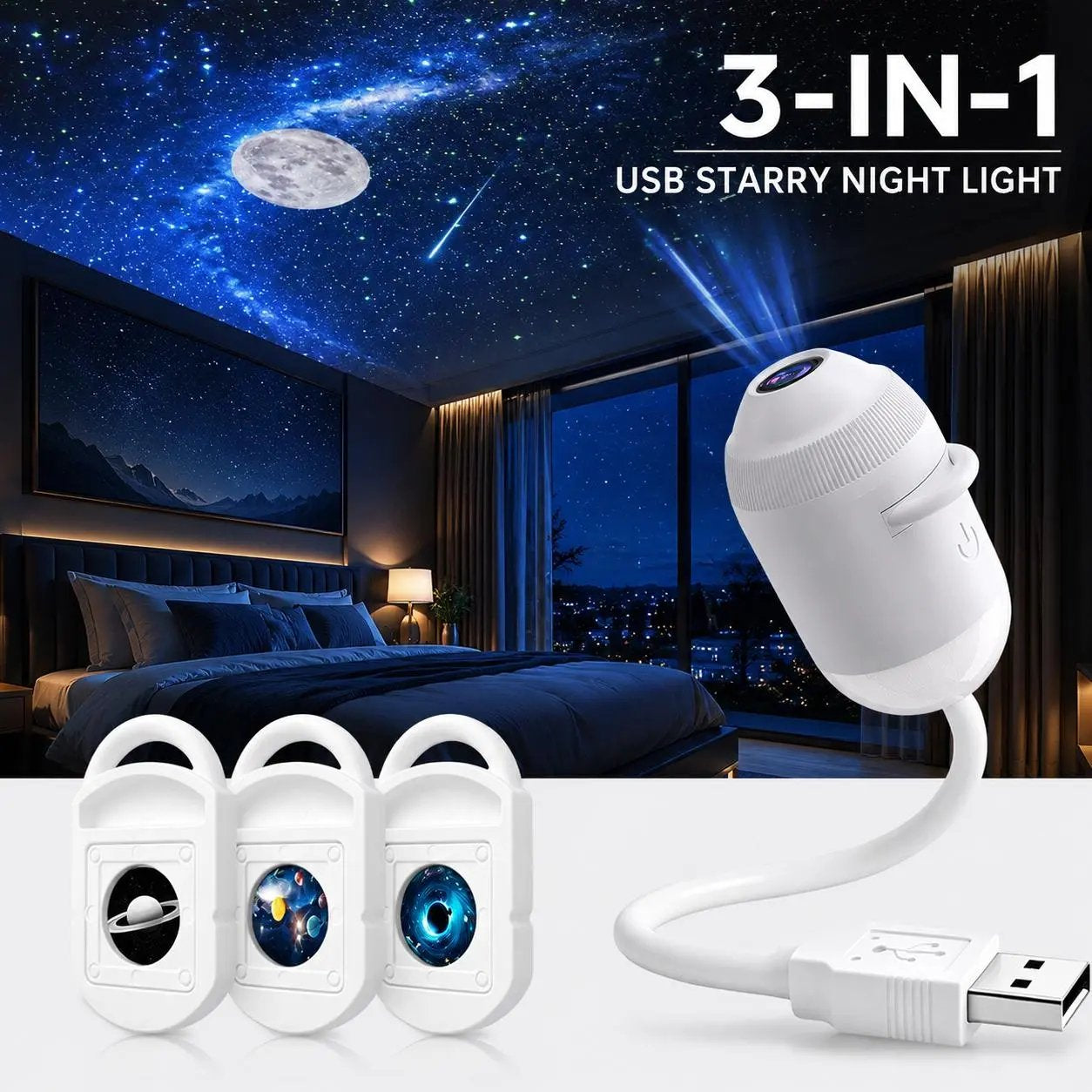 🌌🌠 Plug-and-Play HD Smart Dynamic 5D Holographic Night Light Projector