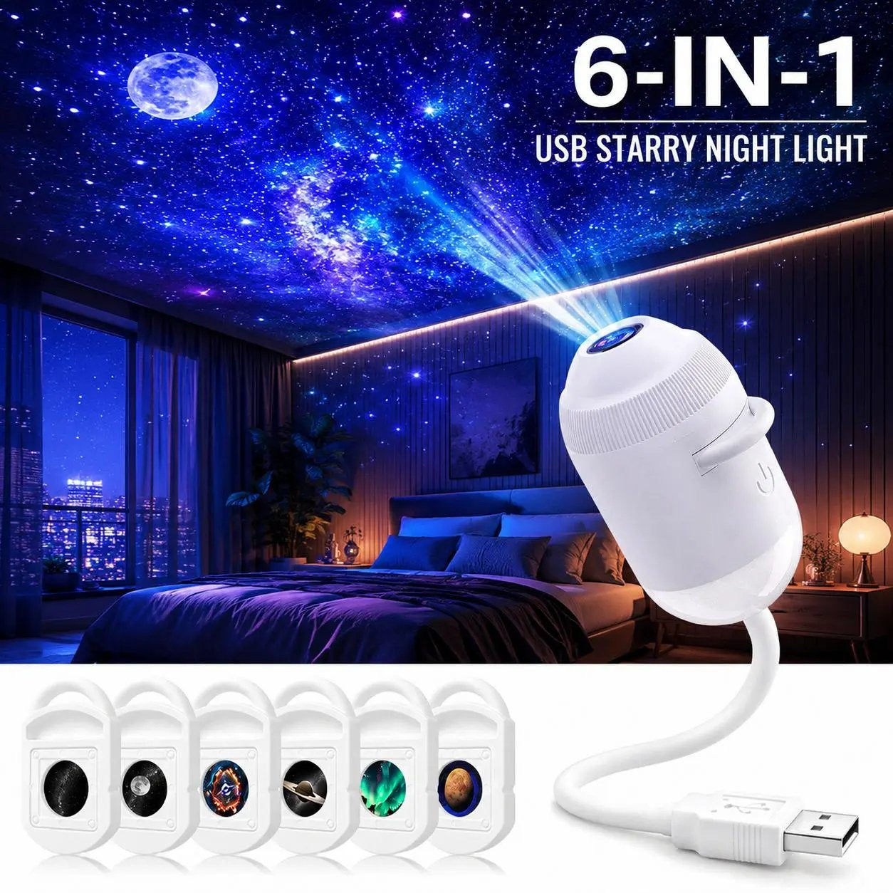 🌌🌠 Plug-and-Play HD Smart Dynamic 5D Holographic Night Light Projector