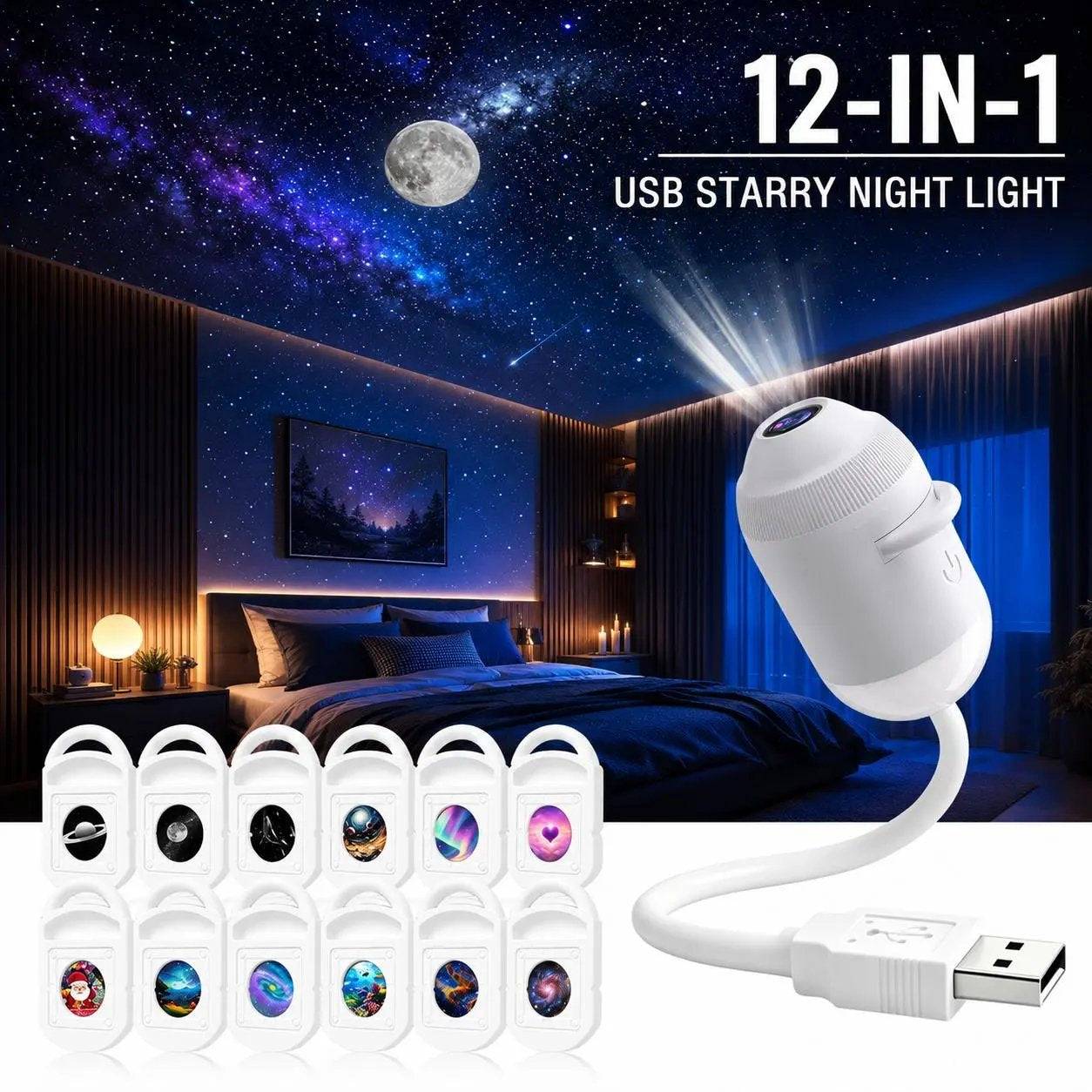 🌌🌠 Plug-and-Play HD Smart Dynamic 5D Holographic Night Light Projector